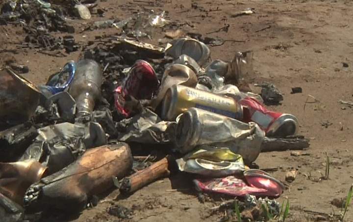 Empty cans left after a bush party near Wasa.