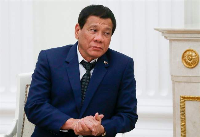Philippine President Rodrigo Duterte listens to Russian President Vladimir Putin during their meeting at the Kremlin in Moscow, Russia, Tuesday, May 23, 2017.