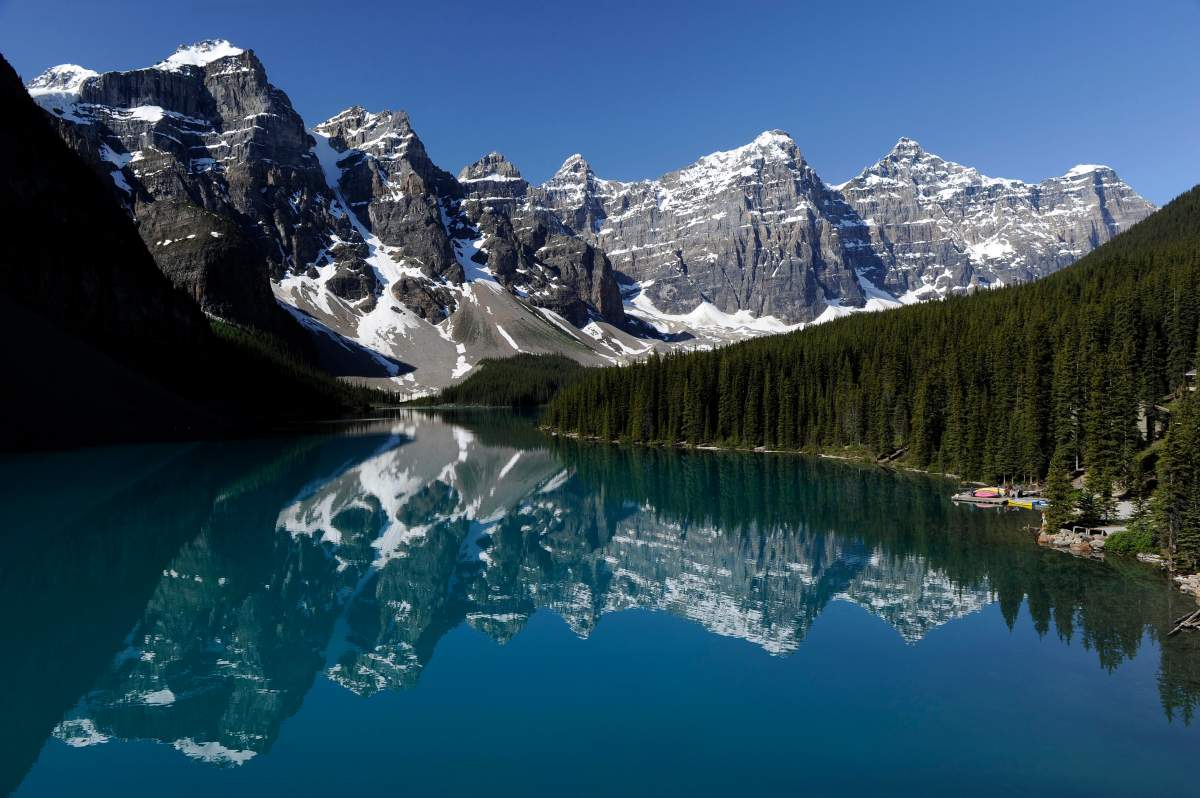 Moraine Lake in the Valley of the Ten Peaks in Banff National Park near Lake Louise, Alta.