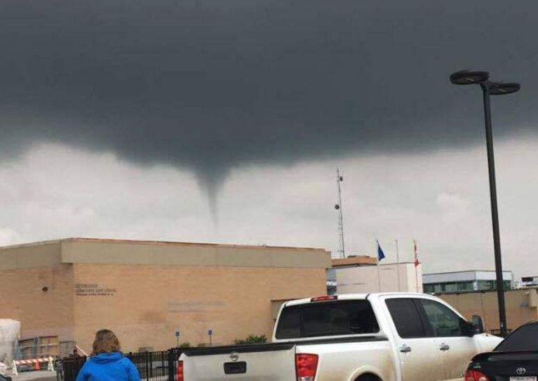A funnel cloud was spotted near Sturgeon Composite High School in Namao, Alberta on Wednesday, June 14, 2017.