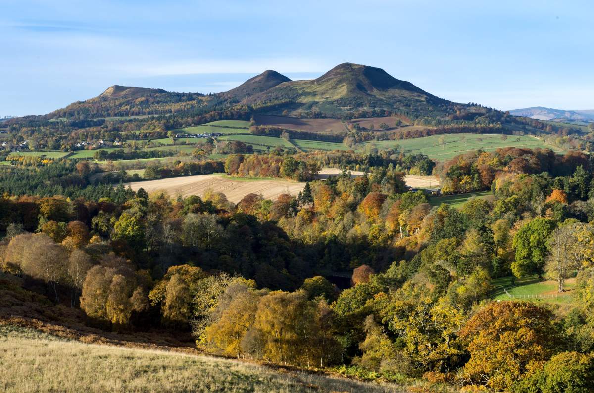 An overhead view of an area in the Scottish Borders.