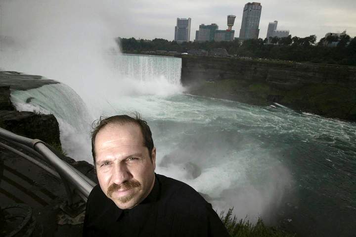 In this Aug. 13, 2004, file photo, Kirk Jones poses for a photo at Terrapin Point on the American side of Horseshoe Falls in Niagara Falls State Park, N.Y. 
