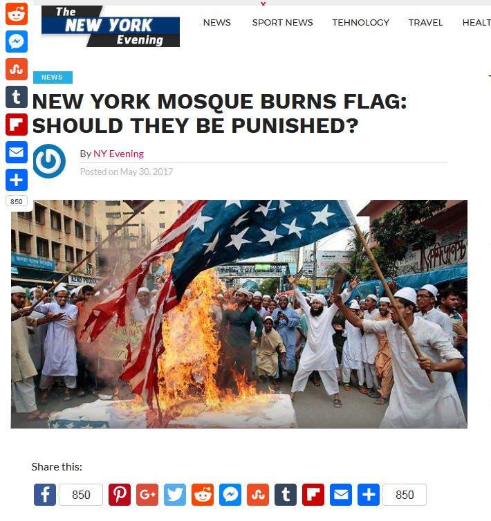 New York Muslims didn’t burn U.S. flag – cropped photo was from 2012 in Bangladesh - image