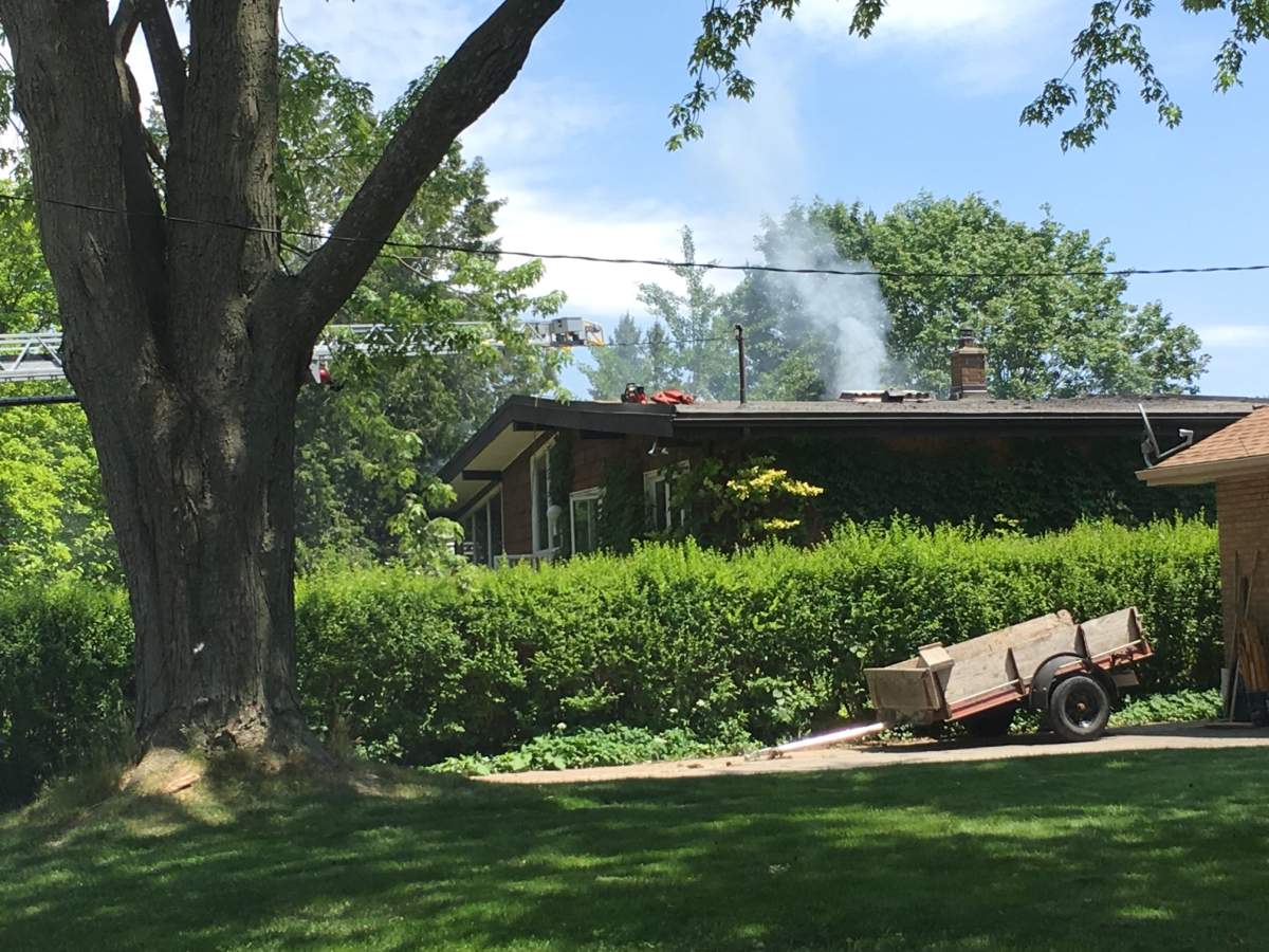 London fire crews battle house fire on Leyton Crescent in London, Ont., June 14, 2017.