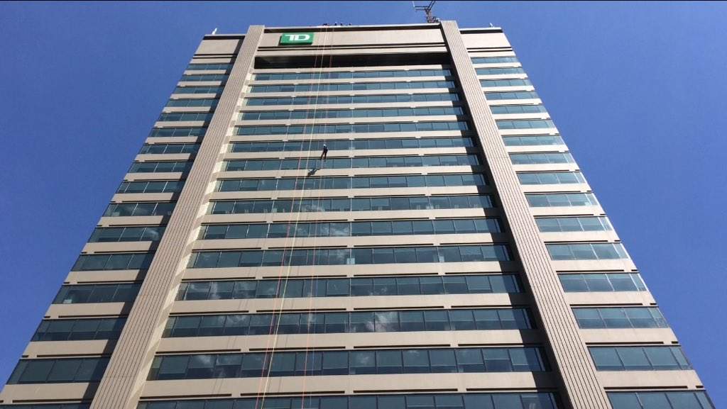 Brandon Ducharme rappelled down the side of the City Centre building in London, as part of the 4th annual Rope for Hope fundraiser on June 16th, 2017.