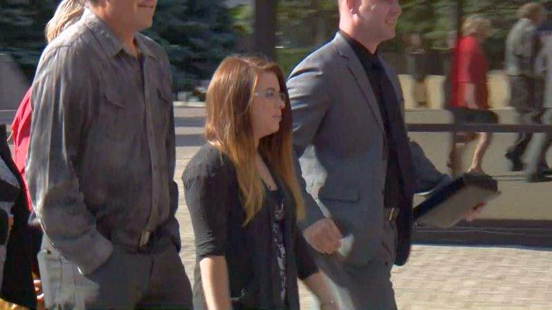 Cheyenne Dunbar enters court in Lethbridge on Wednesday, June 21, 2017.