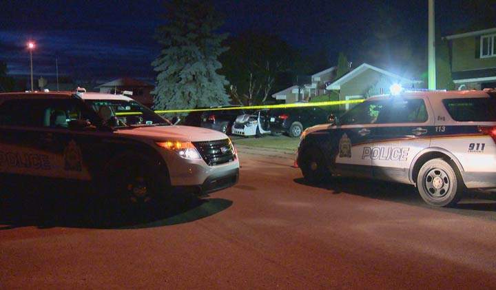 A patrol car was struck by a stolen vehicle at Clearwater Place on Monday night.