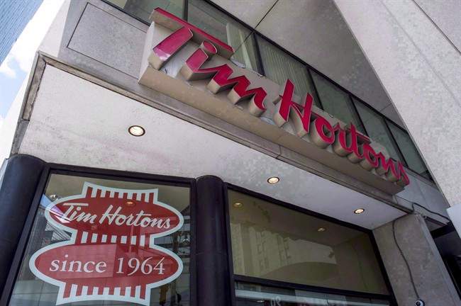 A Tim Hortons coffee shop is shown in Toronto on Wednesday, June 29, 2016. 
