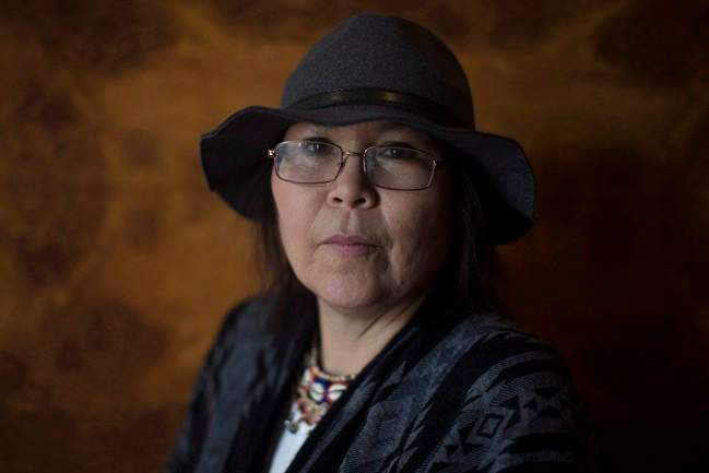Beaverhouse First Nation Chief Marcia Brown Martel stands for a portrait before attending a news conference, in Toronto on Tuesday, February 14, 2017.