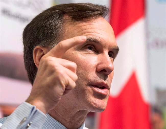 Federal Finance Minister Bill Morneau speaks to students at Concordia University, Tuesday, May 23, 2017 in Montreal. Finance Minister Bill Morneau is to meet with his American counterpart in Ottawa next week.Morneau says he looks forward to the June 9 meeting with Treasury Secretary Steven Mnuchin. 