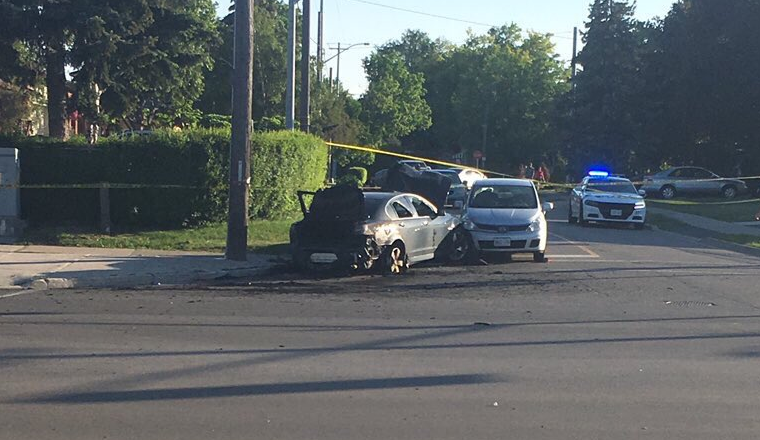 One man was pronounced dead in hospital after a three-vehicle collision in Mississauga Wednesday evening. 