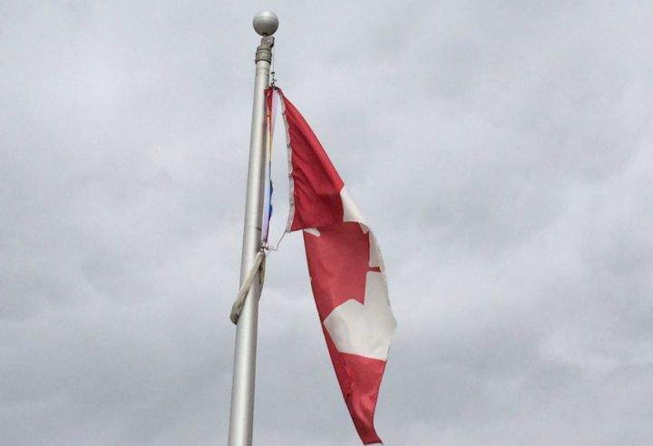 On the same day as the Edmonton Pride Parade, a pride flag was cut down at Lillian Osborne High School. June 10, 2017. 