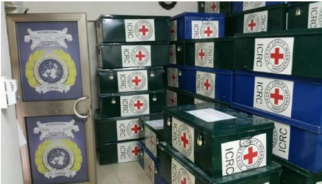 The report said assets were allegedly stored in boxes with an ICRC logo at the premises ofan ‘international human rights organization.’