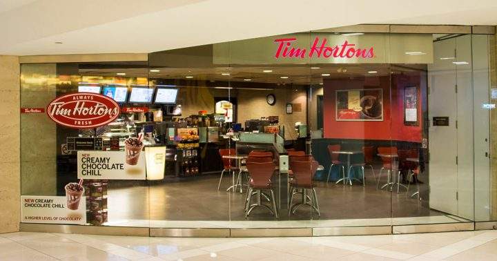 The outside of a Tim Hortons coffee shop in Toronto. 