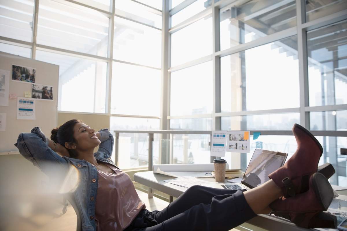 Canadians work a reasonable 34-hour week, on average.