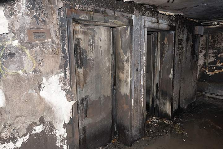 The elevators in Grenfell Tower in north Kensington are seen in a handout picture released by the Metropolitan Police in London, Britain on June 18, 2017.