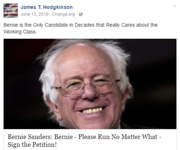Screenshot of apparent Facebook profile of alleged Virginia shooter James T. Hodgkinson