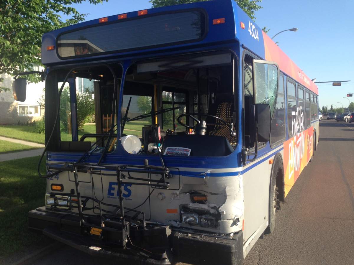 An Edmonton transit bus and a minivan collided at the intersection of 115 Street and 167 Avenue on Wednesday morning. June 7, 2017.