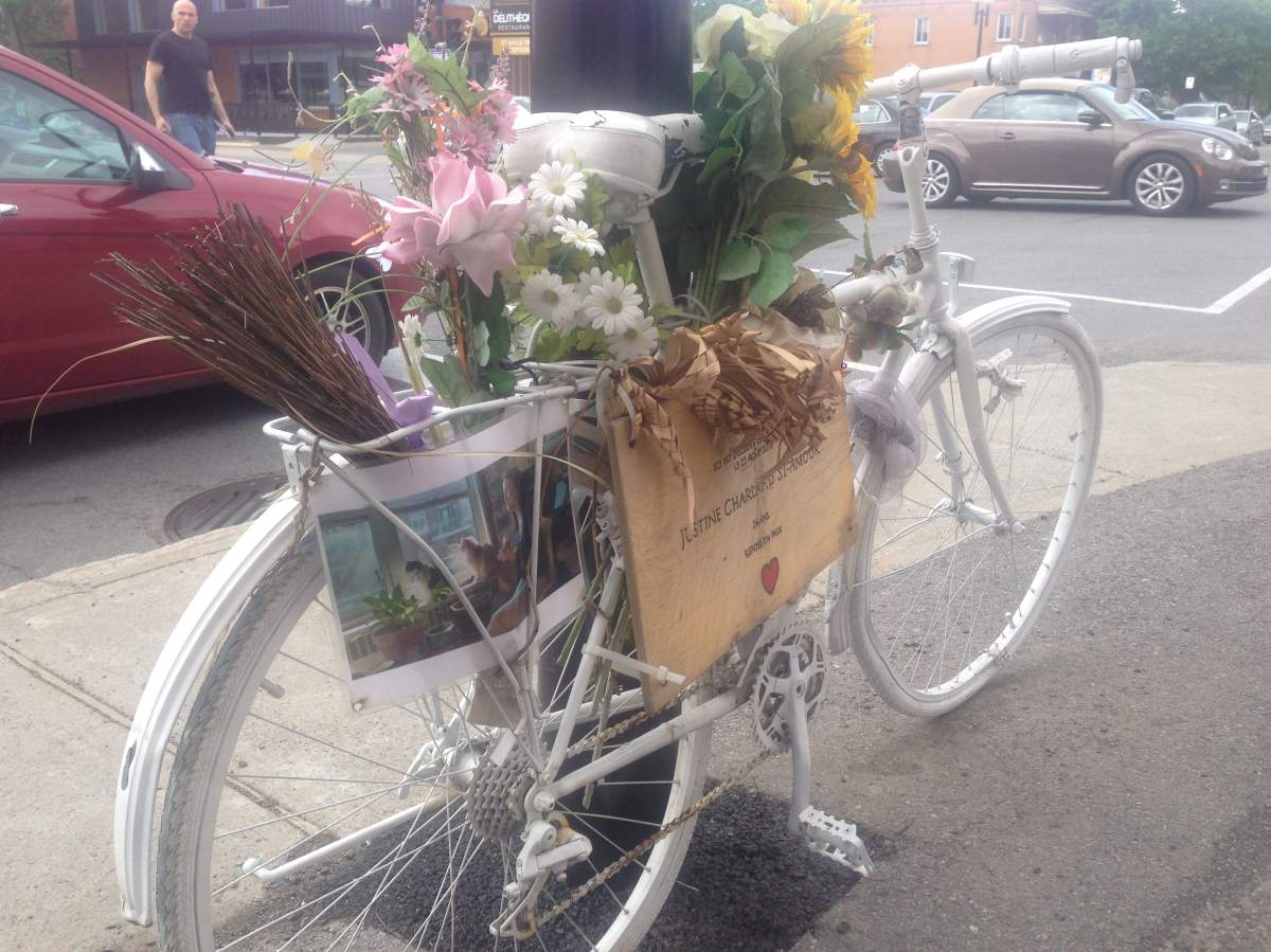 Justine Charland St-Armour's bicycle painted white