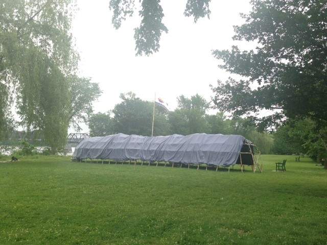 A traditional longhouse has been erected near the
New Brunswick legislature.