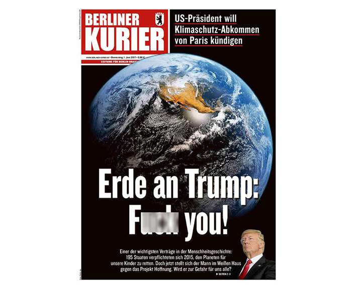 Newspaper front pages day after Donald Trump pulls U.S. out of Paris climate agreement - image