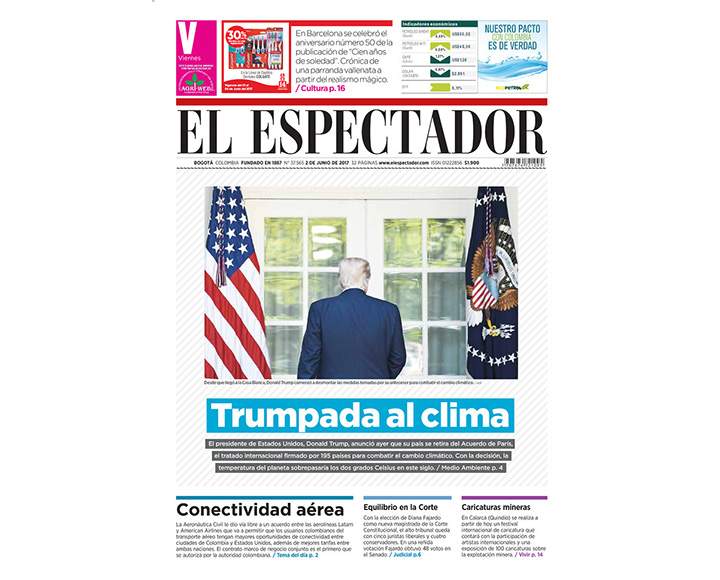 Newspaper front pages day after Donald Trump pulls U.S. out of Paris climate agreement - image