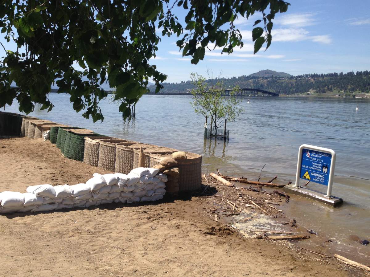 Flood protection dike at City Park in Kelowna.
