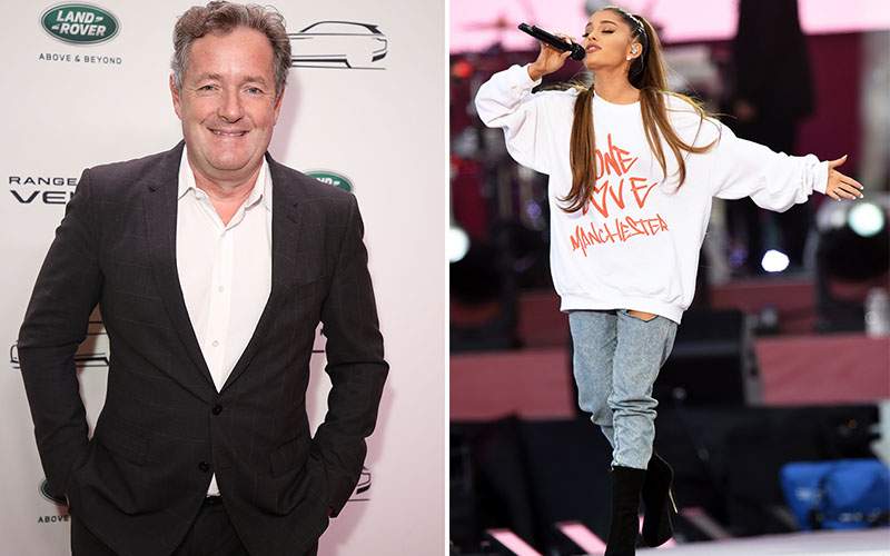 (L-R) Piers Morgan and Ariana Grande.