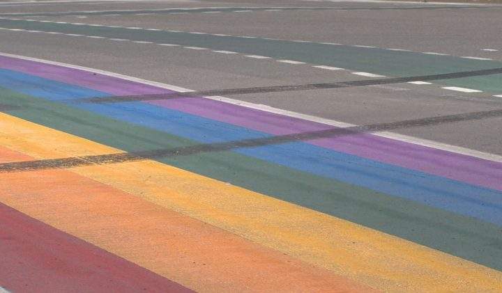 Pride officials have decided to erase and paint over the burnt-out tire marks at 23rd Street and 4th Avenue near Saskatoon City Hall.