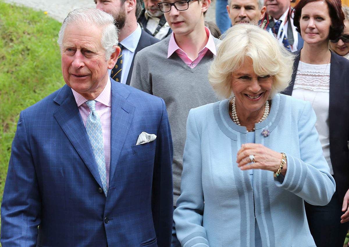Camilla Duchess of Cornwall and Prince Charles pay a visit to the Weinbau Buschenschank Obermann vineyard in Vienna.