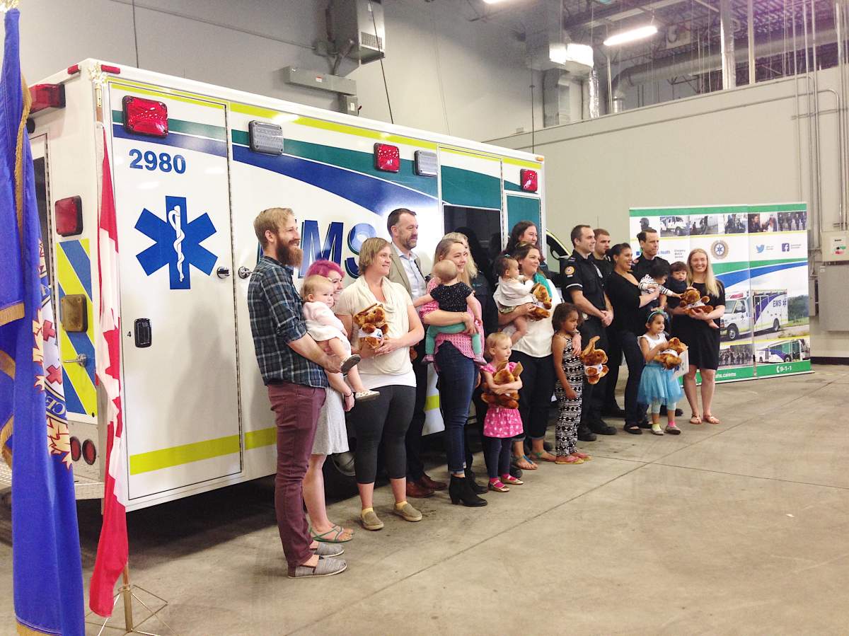 Five families reunite with paramedics who assisted deliveries