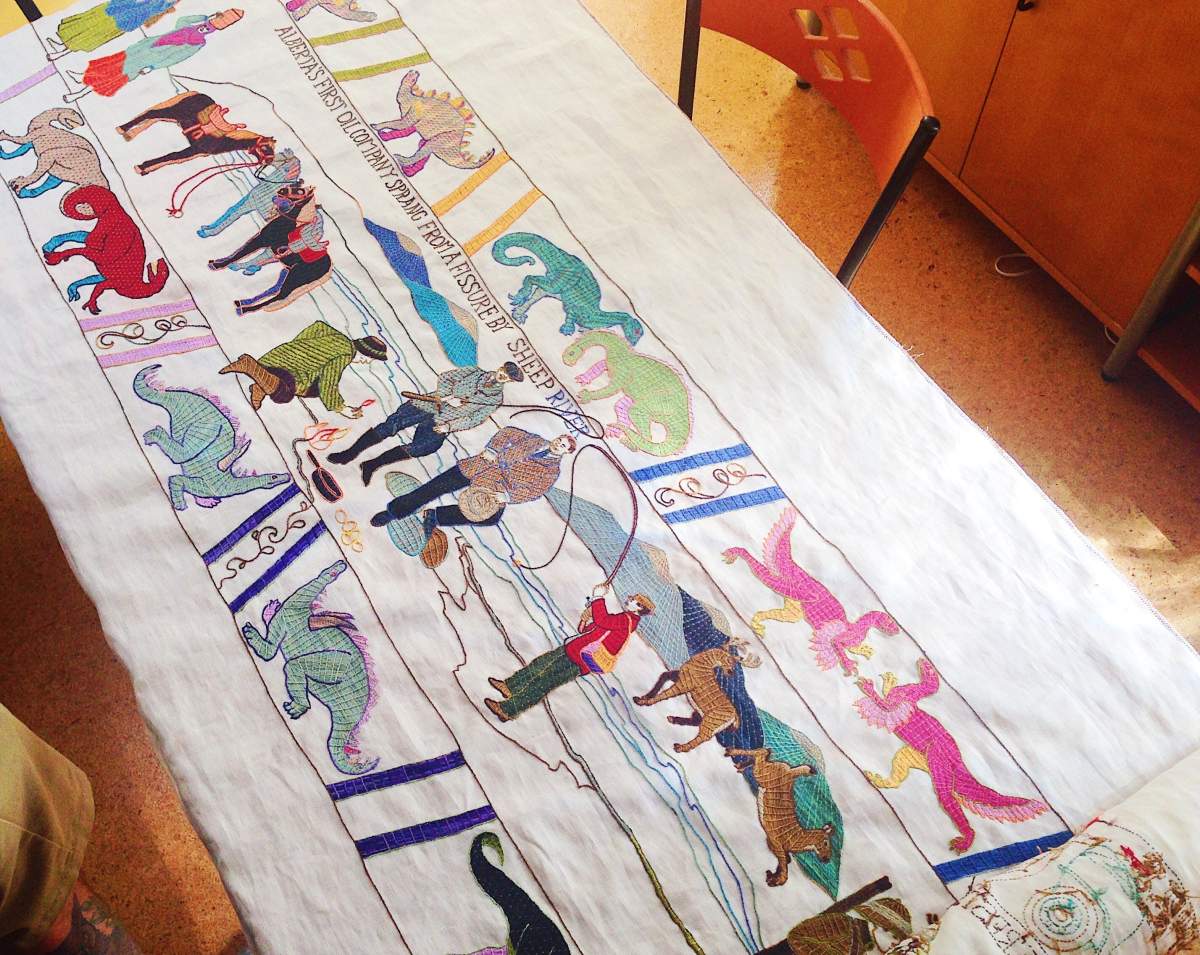 Partial panel of “Black Gold Tapestry”