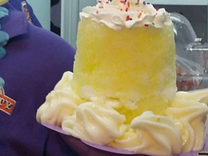 Lā Hānau Kaka (birthday cake) shave ice on the 2017 K-Days menu.