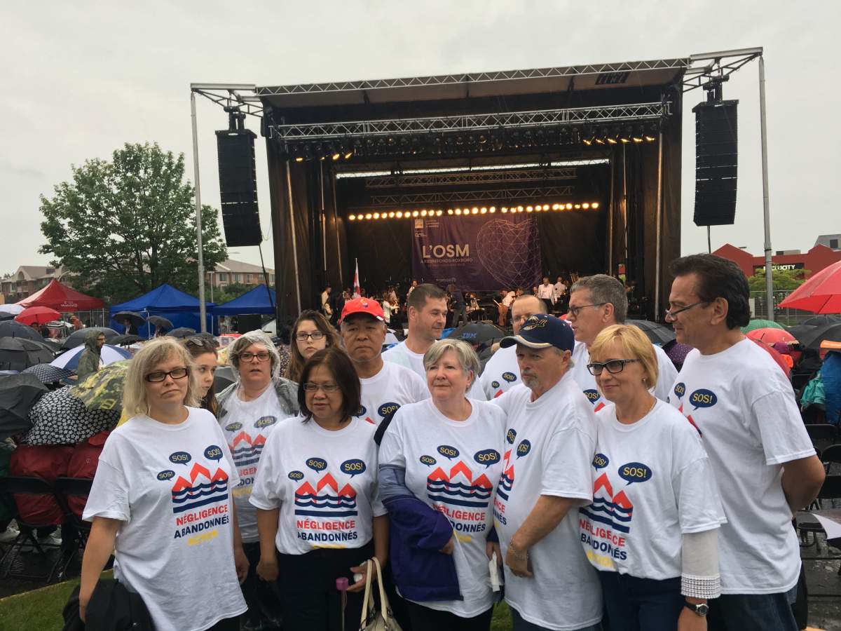 A group of Maçon St. residents in Pierrefonds dressed in special t-shirts. Thursday June 29, 2017.