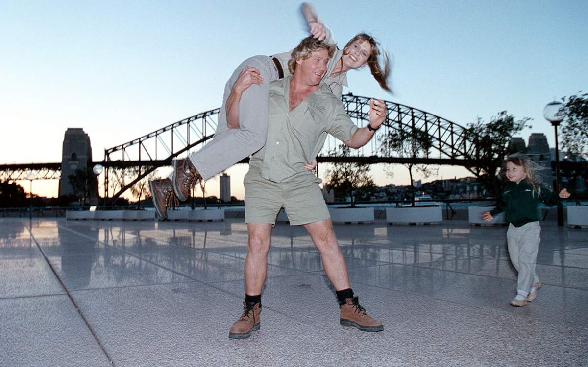 The late Steve Irwin with his wife Terri and daughter Bindi. 