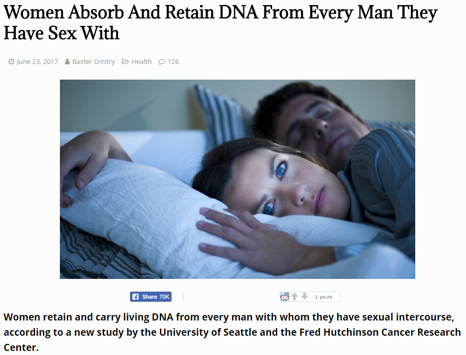 No, women do not absorb and retain DNA from every man they have sex with - image