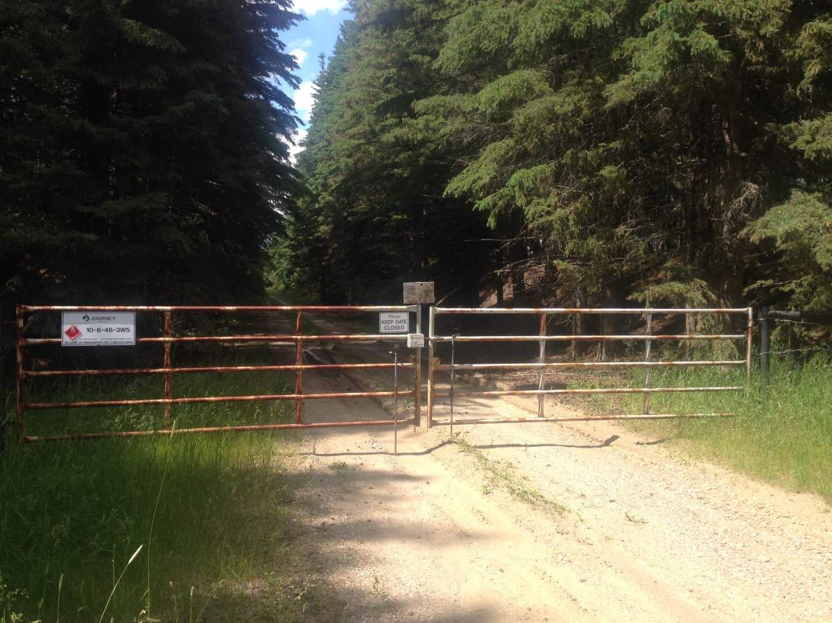 A Journey Energy pipeline suffered two leaks in 2017. They are approximately half a kilometre south of Winfield, Alta., July 3, 2017.