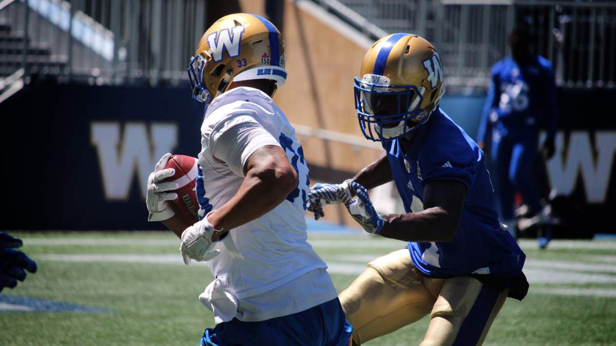 Winnipeg Blue Bombers during practice.