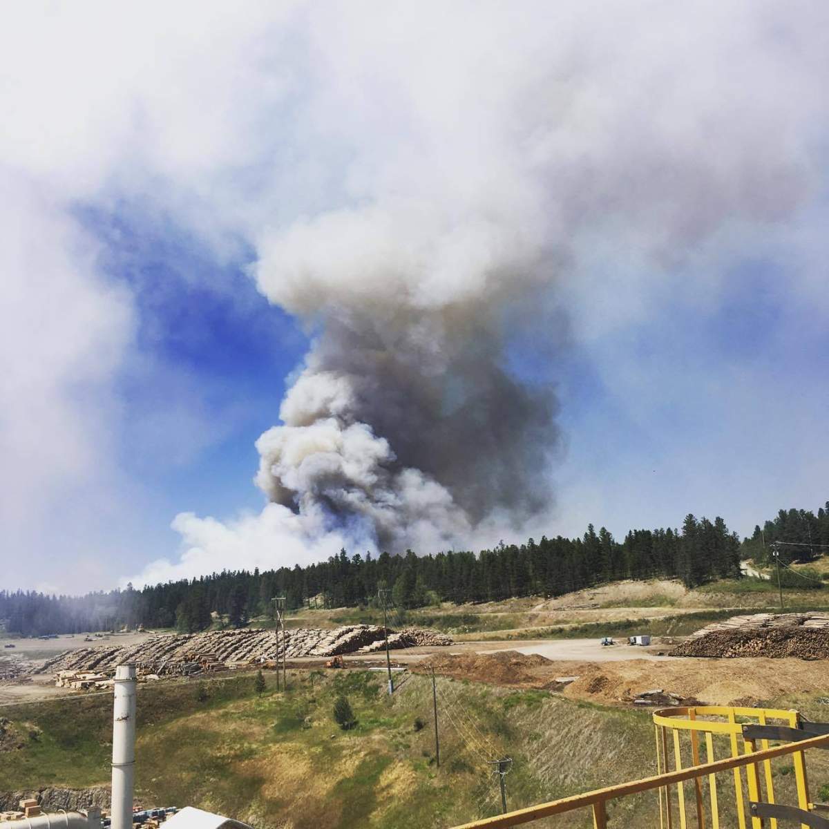 Aggressive fire is burning west of 100 Mile House.