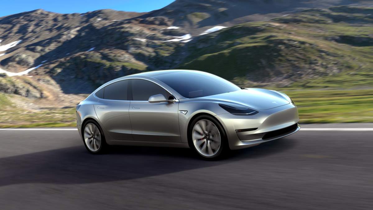 FILE - A undated handout photo made available by Tesla Motors on 03 July 2017 shows Tesla Model 3 in silver.
