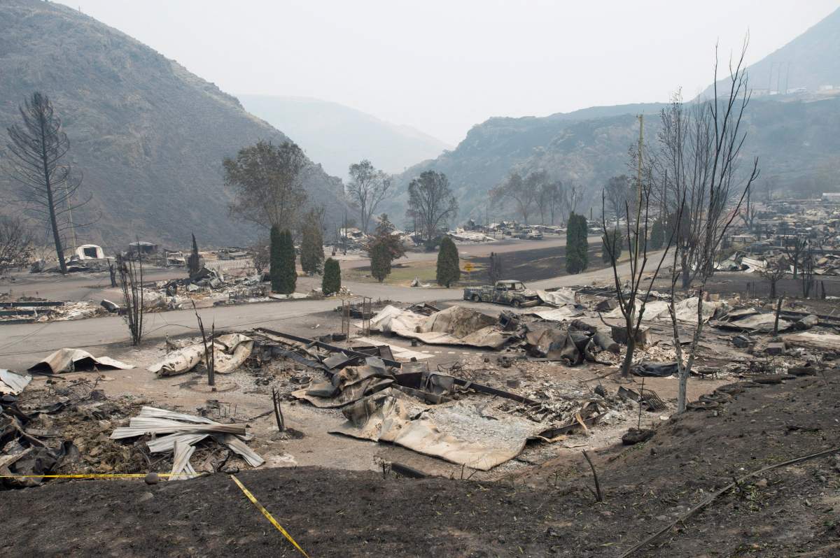 The area of Boston Flats, B.C. is pictured Tuesday, July 11, 2017 after a wildfire ripped through the area earlier in the week. THE CANADIAN PRESS/Jonathan Hayward