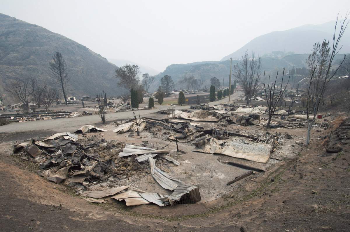 The area of Boston Flats, B.C. is pictured Tuesday, July 11, 2017 after a wildfire ripped through the area earlier in the week. THE CANADIAN PRESS/Jonathan Hayward