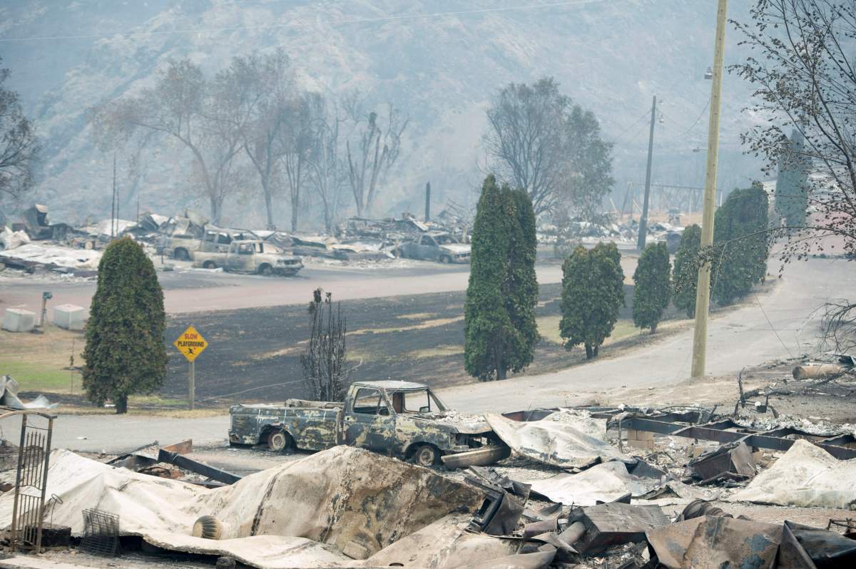 The area of Boston Flats, B.C. is pictured Tuesday, July 11, 2017 after a wildfire ripped through the area earlier in the week. THE CANADIAN PRESS/Jonathan Hayward