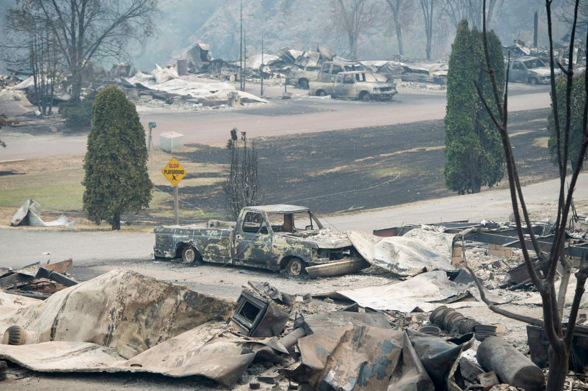 The area of Boston Flats, B.C. is pictured Tuesday, July 11, 2017 after a wildfire ripped through the area earlier in the week. THE CANADIAN PRESS/Jonathan Hayward