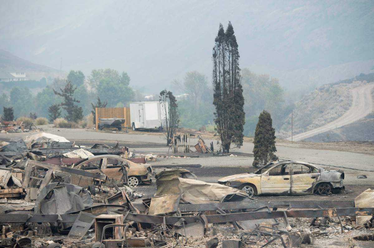 The area of Boston Flats, B.C. is pictured Tuesday, July 11, 2017 after a wildfire ripped through the area earlier in the week. THE CANADIAN PRESS/Jonathan Hayward