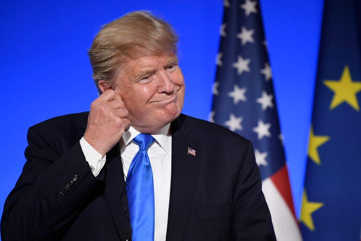 U.S. President Donald J. Trump speaks at a joint news conference at the Elysee Palace in Paris, 13 July 2017. 