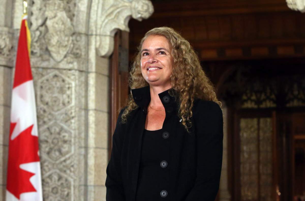 Former astronaut, and Governor General designate, Julie Payette, smiles on Parliament Hill, in Ottawa, after she was introduced as Gov. Gen. designate on July 13, 2017. 