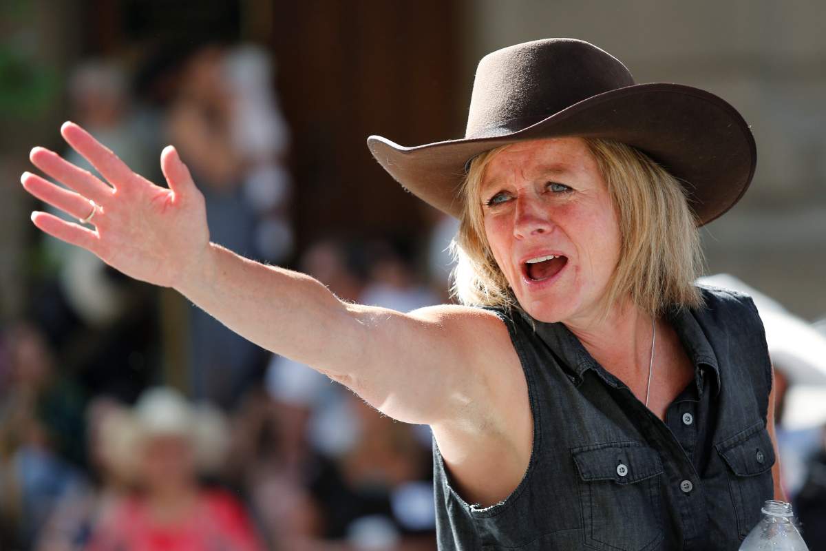 Alberta Premier Rachel Notley waves at spectators during the Calgary Stampede Parade in Calgary, Alberta, Canada July 7, 2017. REUTERS/Todd Korol