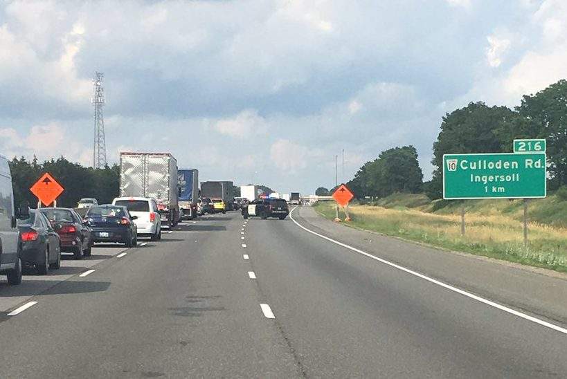 The crash snarled rush hour traffic on the eastbound 401.