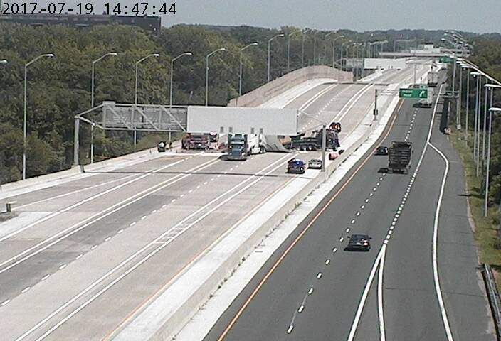 Hwy. 402 as seen from a traffic camera near Christina Street around 2:47 p.m. on Wednesday.